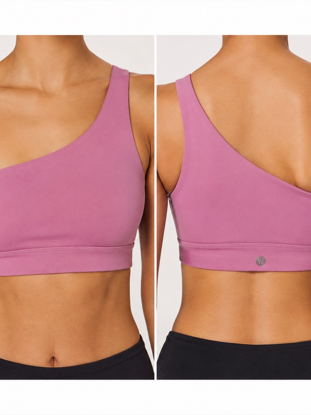 Lululemon One Shoulder Sports Bra Crop Top Pink Mauve Size 8